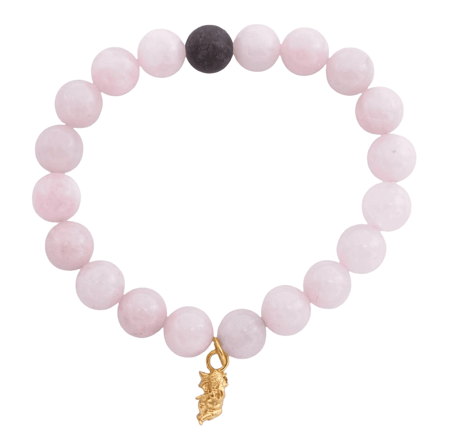 Rose Quartz gemstone bracelet with Murali Ganesha