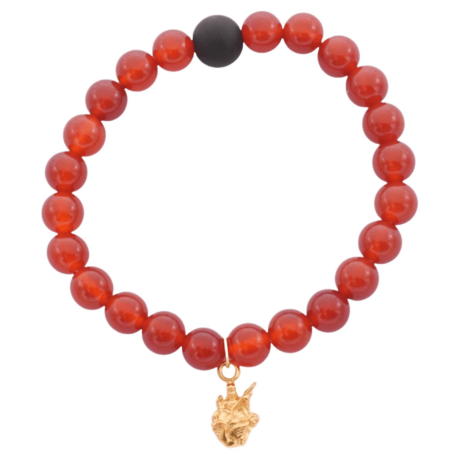 Carnelian gemstone bracelet with Veena Saraswati — natural gemstone bracelet