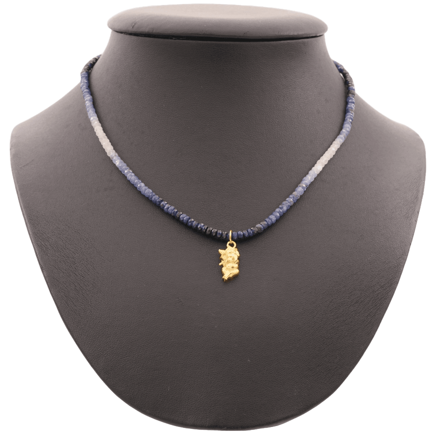 Blue Sapphire Necklace with Murali Ganesha